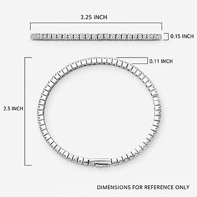 Luxuriant Lab Grown Diamond G-H SI 5.00 ctw Bangle Bracelet in Rhodium Over Sterling Silver and Stainless Steel (7.50 In)