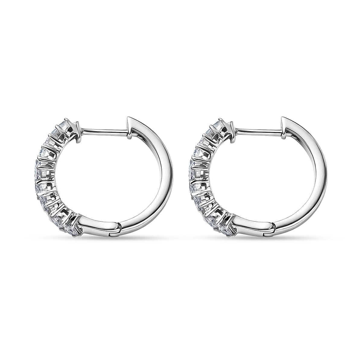 Luxuriant Lab Grown Diamond G-H SI 0.75 ctw Romanesque Line Earrings in Rhodium Over Sterling Silver image number 3