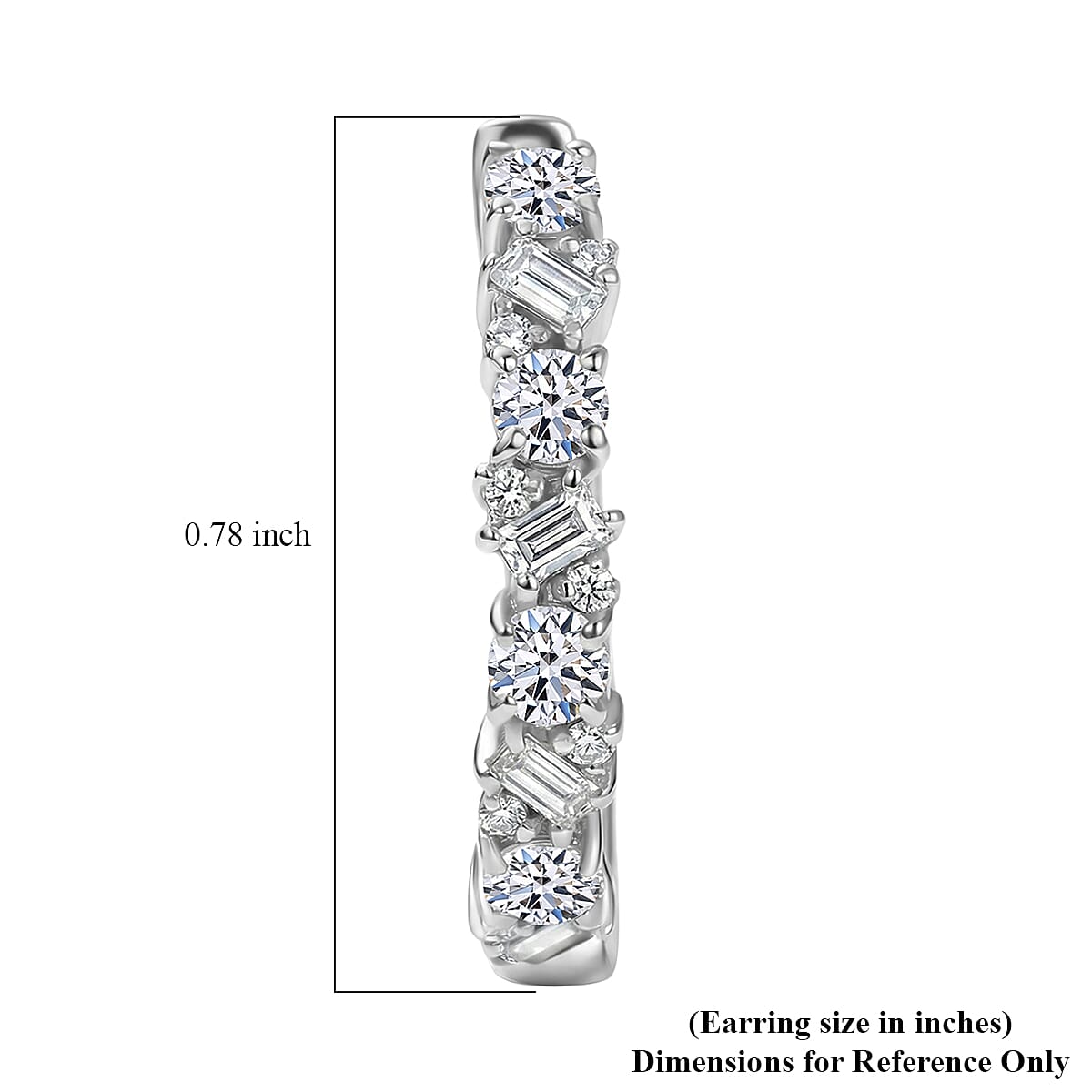 Luxuriant Lab Grown Diamond G-H SI 0.75 ctw Romanesque Line Earrings in Rhodium Over Sterling Silver image number 4