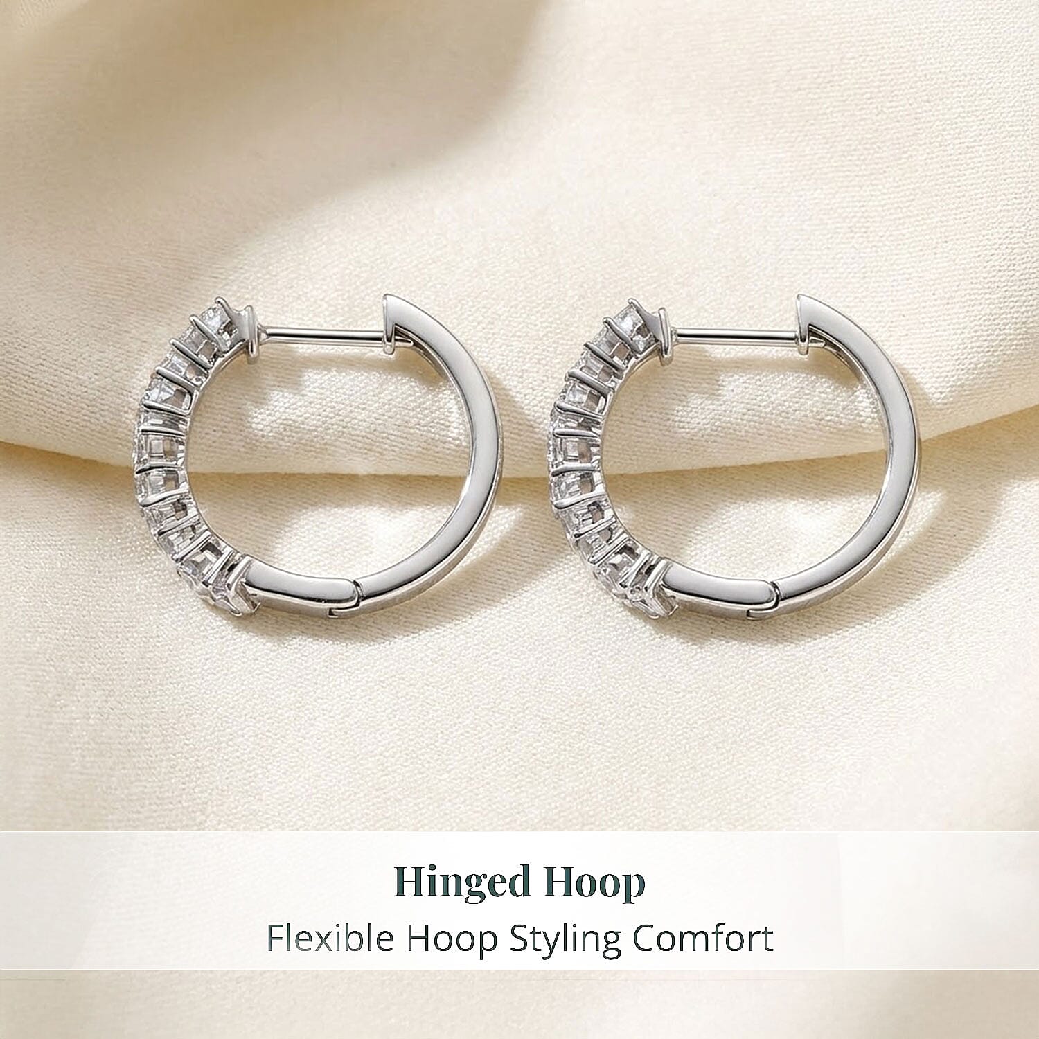 Luxuriant Lab Grown Diamond G-H SI 0.75 ctw Romanesque Line Earrings in Rhodium Over Sterling Silver