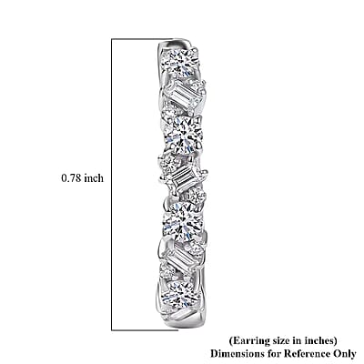 Luxuriant Lab Grown Diamond G-H SI 0.75 ctw Romanesque Line Earrings in Rhodium Over Sterling Silver