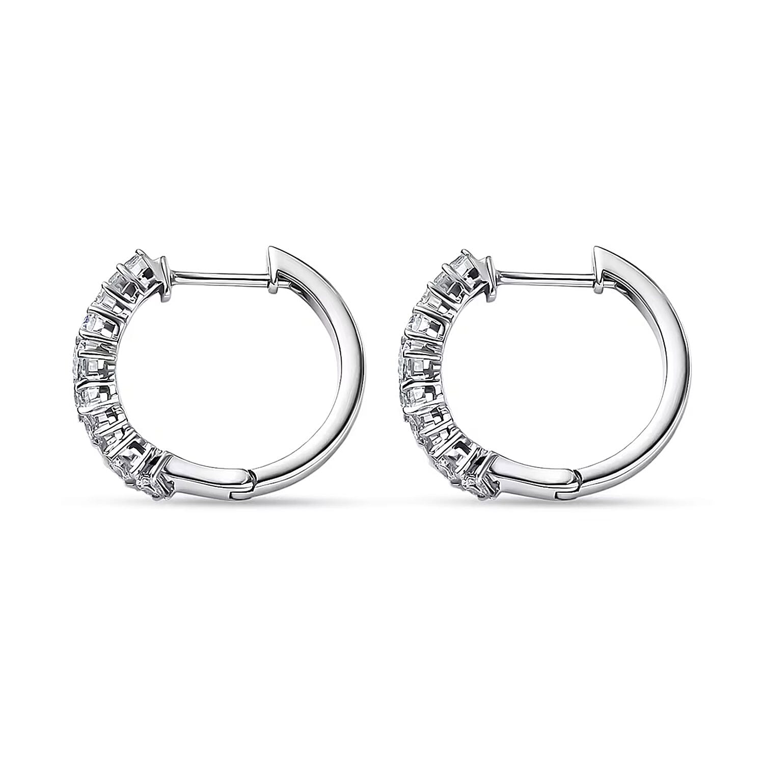 Luxuriant Lab Grown Diamond G-H SI 0.75 ctw Romanesque Line Earrings in Rhodium Over Sterling Silver