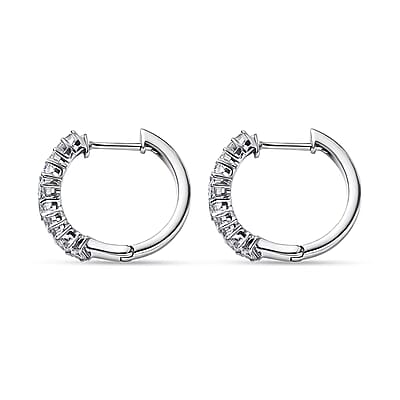 Luxuriant Lab Grown Diamond G-H SI 0.75 ctw Romanesque Line Earrings in Rhodium Over Sterling Silver