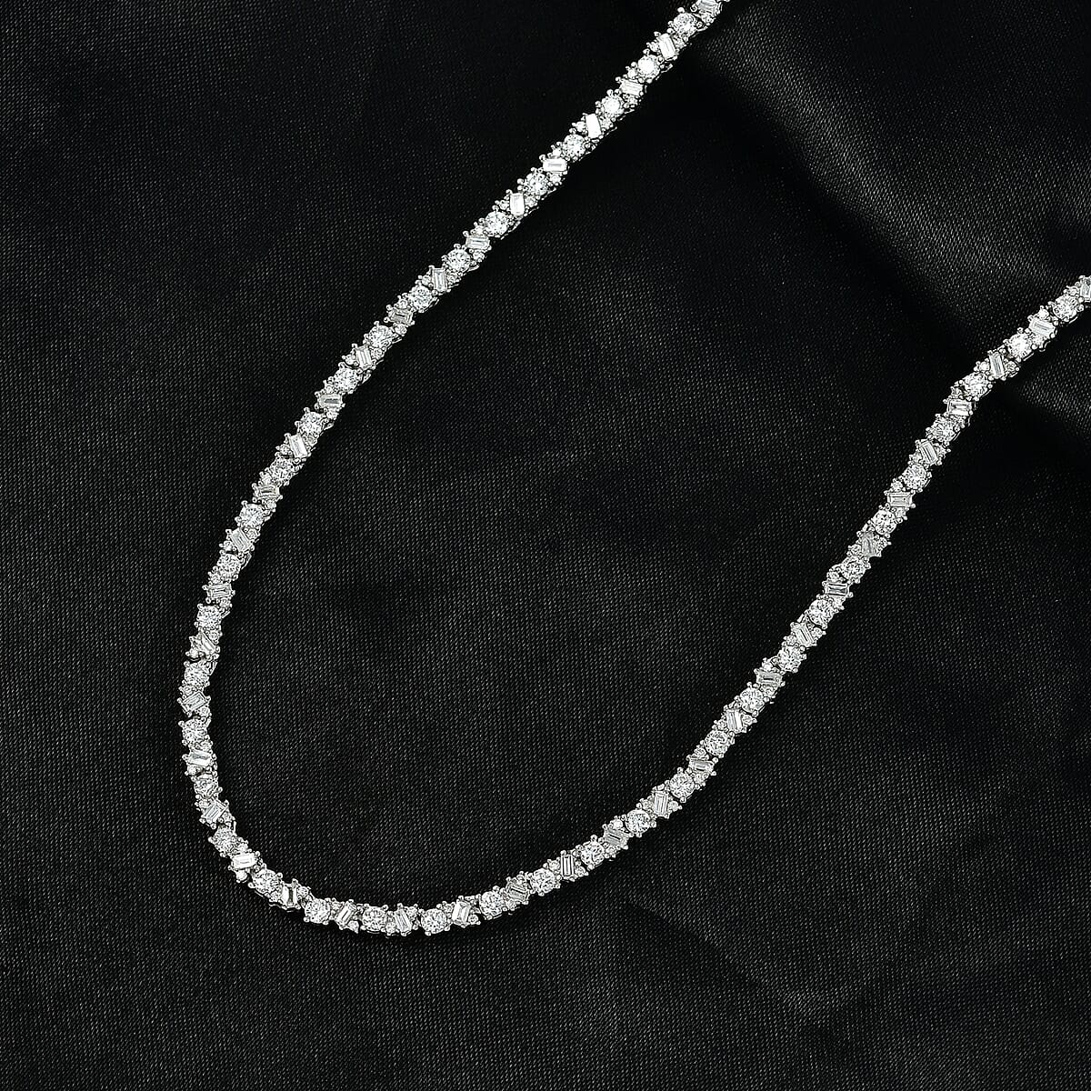 Luxuriant Lab Grown Diamond G-H SI 7.20 ctw Necklace in Rhodium Over Sterling Silver 18 Inches image number 1