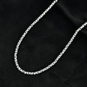 Luxuriant Lab Grown Diamond G-H SI 7.25 ctw Romanesque Line Necklace in Rhodium Over Sterling Silver 18 Inches