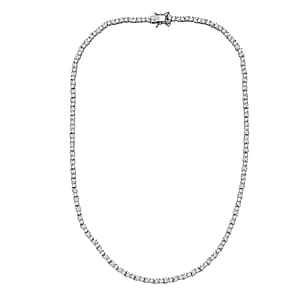 Luxuriant Lab Grown Diamond G-H SI 7.25 ctw Romanesque Line Necklace in Rhodium Over Sterling Silver 18 Inches