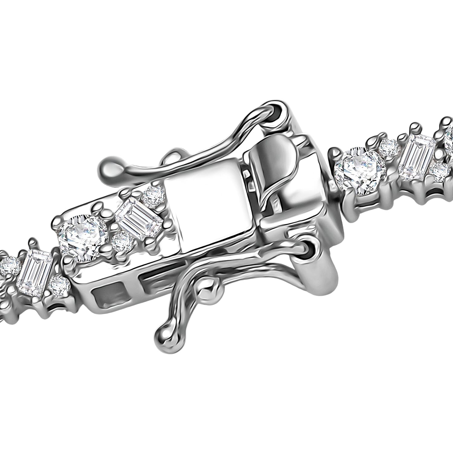 Luxuriant Lab Grown Diamond G-H SI 7.25 ctw Romanesque Line Necklace in Rhodium Over Sterling Silver 18 Inches