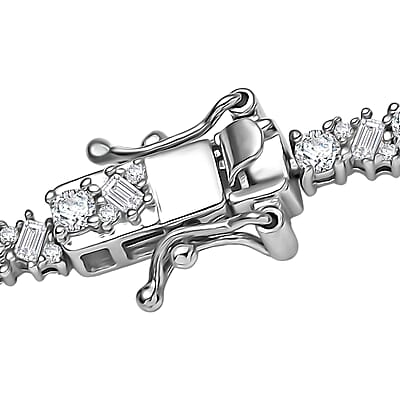 Luxuriant Lab Grown Diamond G-H SI 7.25 ctw Romanesque Line Necklace in Rhodium Over Sterling Silver 18 Inches