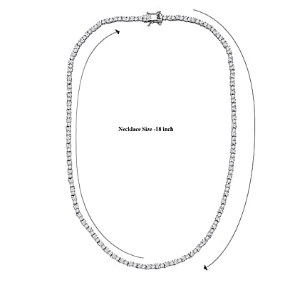 Luxuriant Lab Grown Diamond G-H SI 7.25 ctw Romanesque Line Necklace in Rhodium Over Sterling Silver 18 Inches