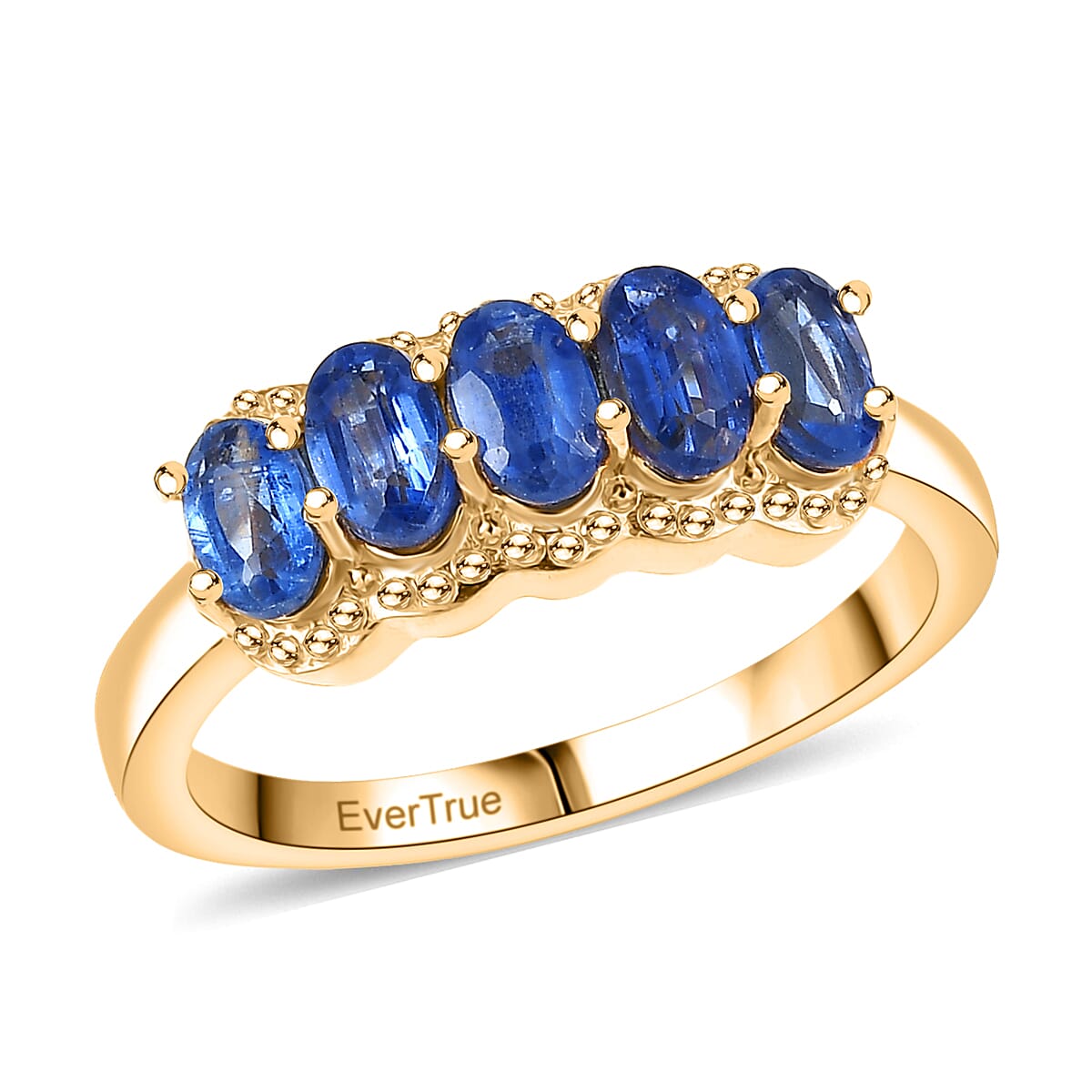 EverTrue Kashmir Kyanite 1.15 ctw 5 Stone Band Ring in 18K YG Plated (Size 10.0)
