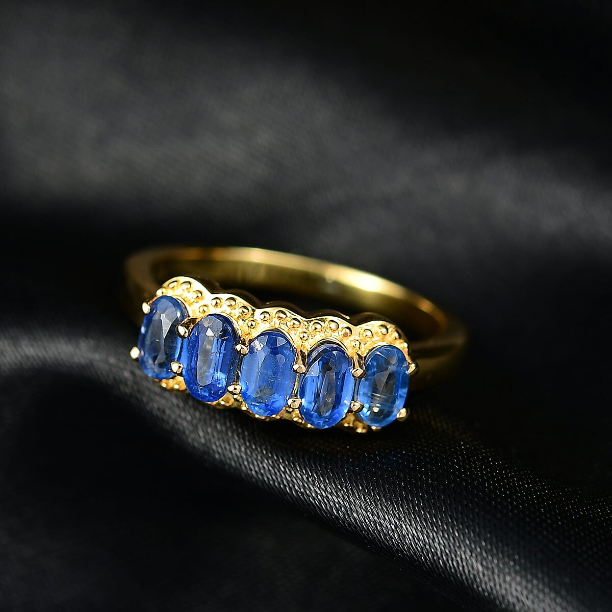EverTrue Kashmir Kyanite 5 Stone Ring in 18K YG Plated (Size 10.0) 1.60 ctw image number 1