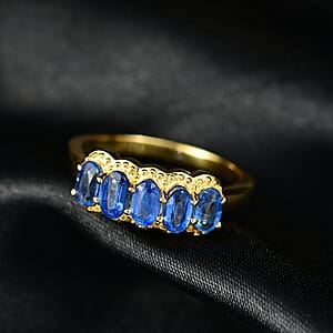 EverTrue Kashmir Kyanite 5 Stone Band Ring in 18K YG Plated 1.60 ctw (Size 10.0)