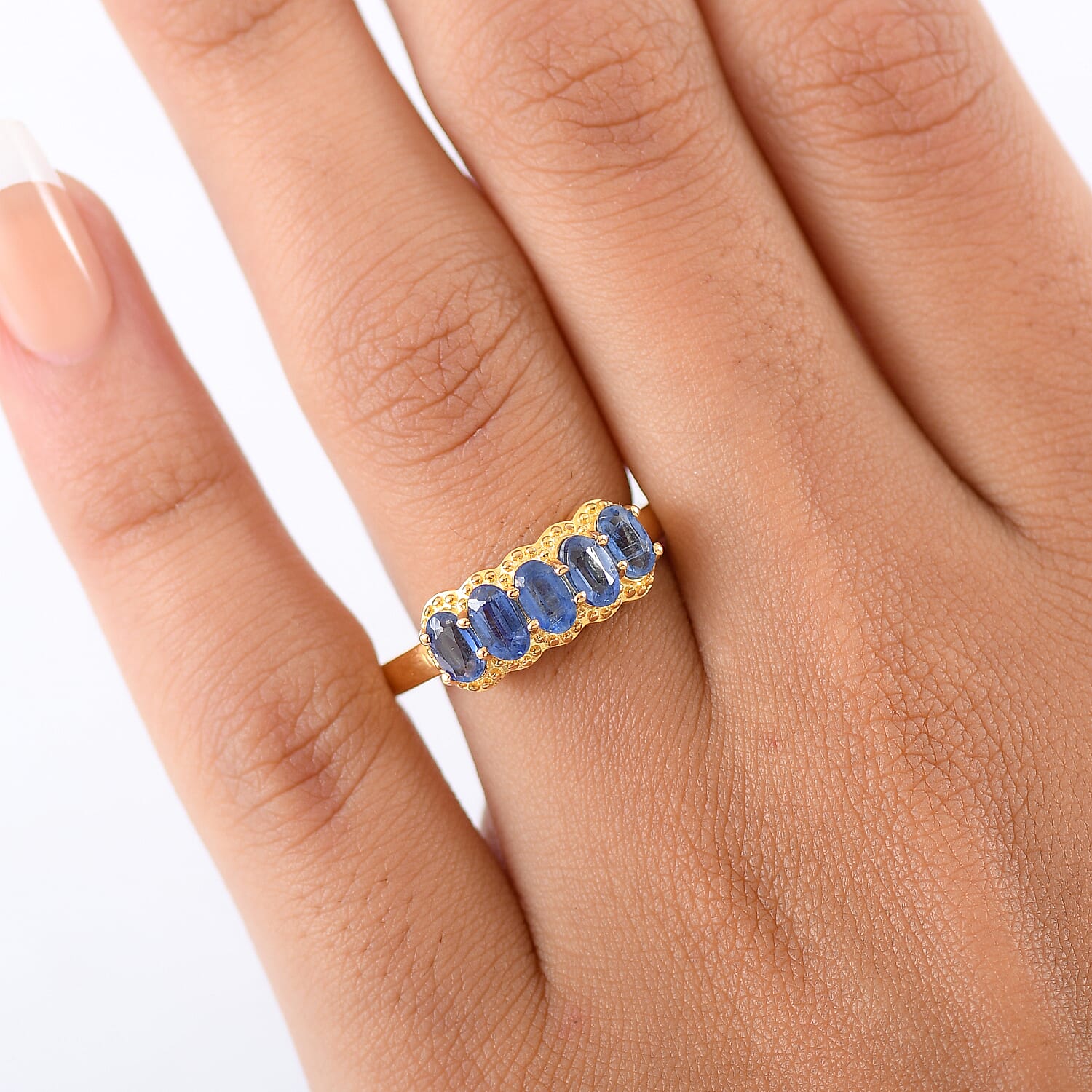 EverTrue Kashmir Kyanite 1.15 ctw 5 Stone Band Ring in 18K YG Plated (Size 10.0)