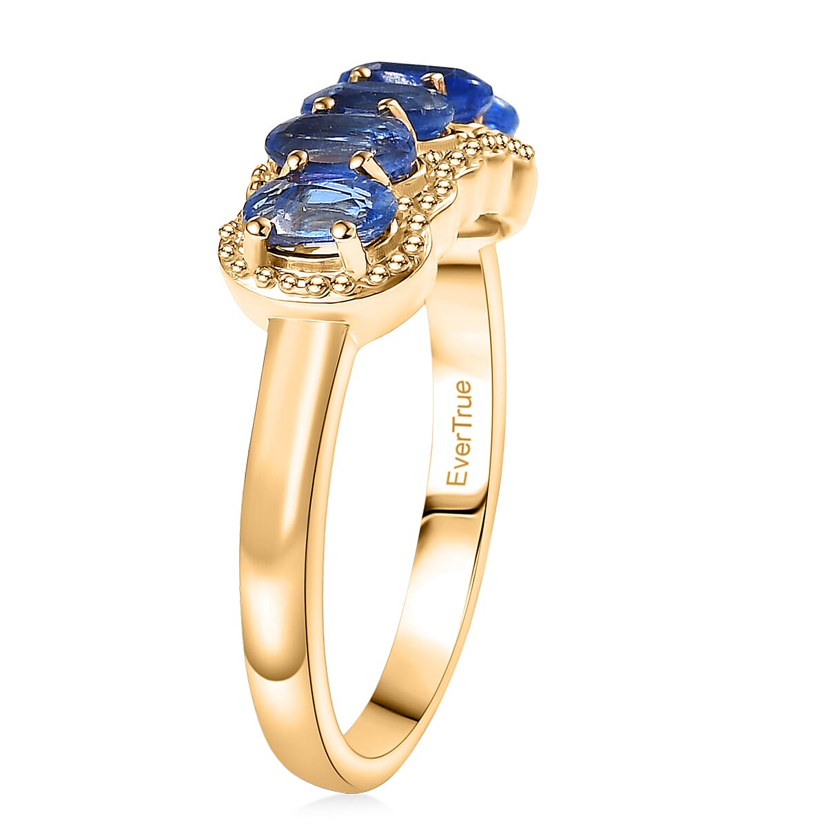 EverTrue Kashmir Kyanite 5 Stone Band Ring in 18K YG Plated 1.60 ctw (Size 5.0) image number 3