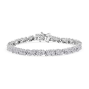 Luxuriant Lab Grown Diamond G-H SI 4.00 ctw Matrix Link Bracelet in Rhodium Over Sterling Silver (6.50 In)