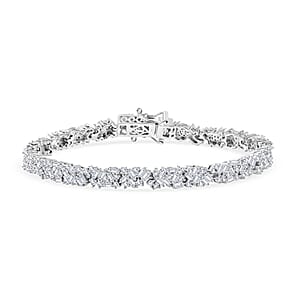 Luxuriant Lab Grown Diamond G-H SI 4.00 ctw Deco Weave Bracelet in Rhodium Over Sterling Silver (7.25 In)