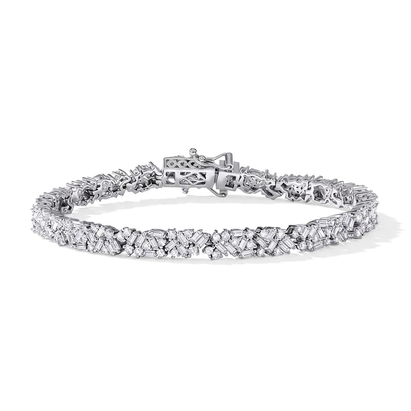 Luxuriant Lab Grown Diamond G-H SI 4.00 ctw Matrix Link Bracelet in Rhodium Over Sterling Silver (8.00 In)