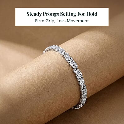 Luxuriant Lab Grown Diamond G-H SI 4.00 ctw Matrix Link Bracelet in Rhodium Over Sterling Silver (8.00 In)