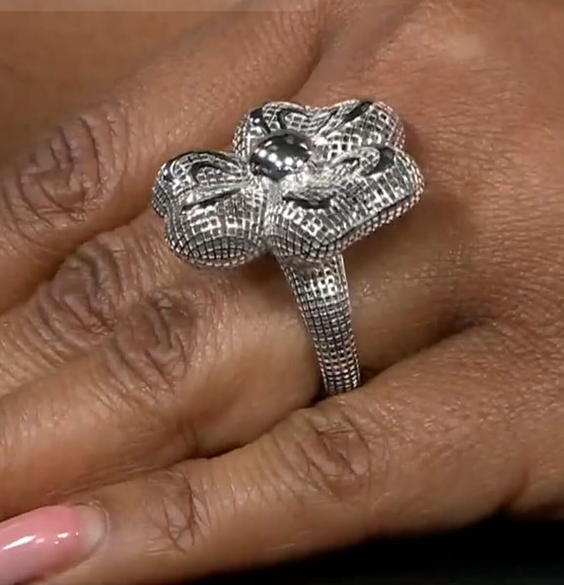 D'Joy Orchid Floral Ring in Rhodium Over Sterling Silver (Size 10.0) 6.25 Grams image number 1