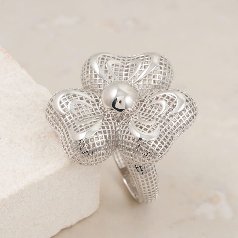 D'Joy Orchid Floral Ring in Rhodium Over Sterling Silver (Size 10.0) 6.25 Grams