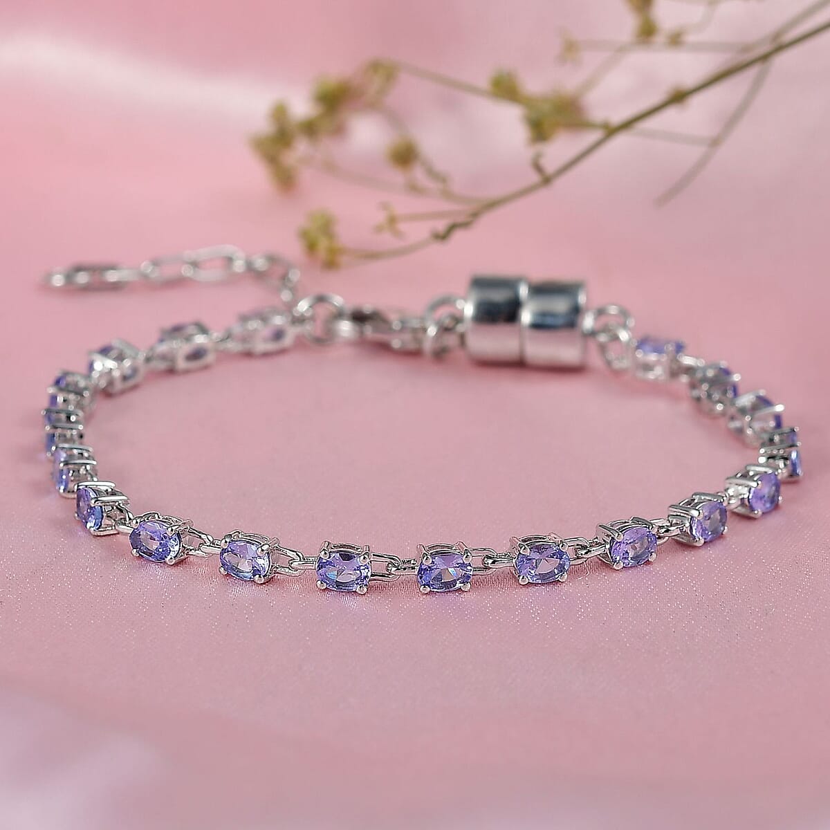 Doorbuster EverTrue Tanzanite River of Serenity Bracelet in Platinum Bond (6.5-8.0In) 3.30 ctw image number 1