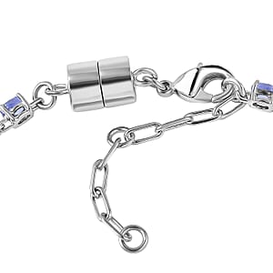 EverTrue Tanzanite 3.30 ctw River of Serenity Bracelet in Platinum Bond (6.5-8.0In)