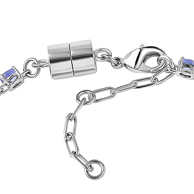 EverTrue Tanzanite 3.30 ctw River of Serenity Bracelet in Platinum Bond (6.5-8.0In)