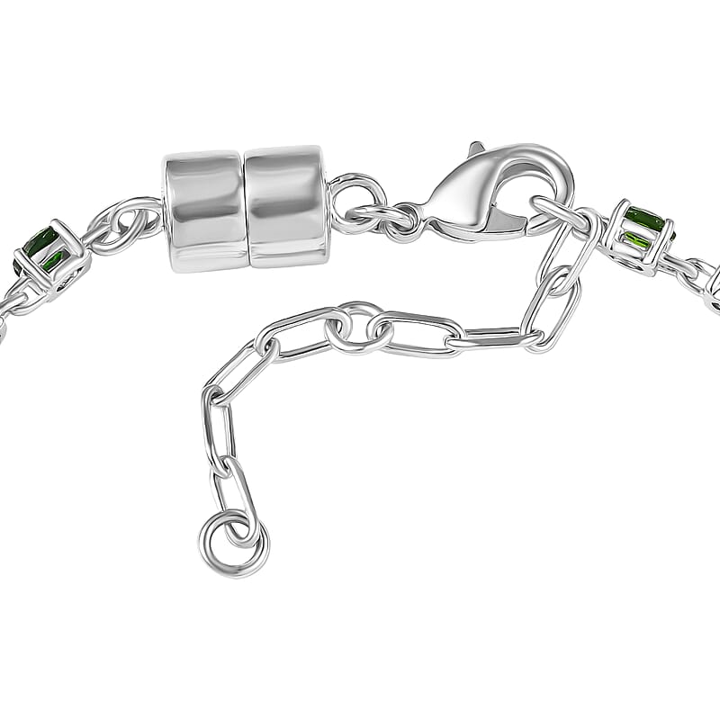  EverTrue Chrome Diopside 3.80 ctw River of Serenity Bracelet in Platinum Bond (6.50-8.0In)