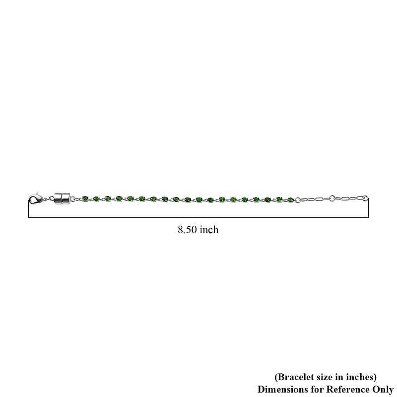 EverTrue Chrome Diopside 3.80 ctw River of Serenity Bracelet in Platinum Bond (6.50-8.0In)