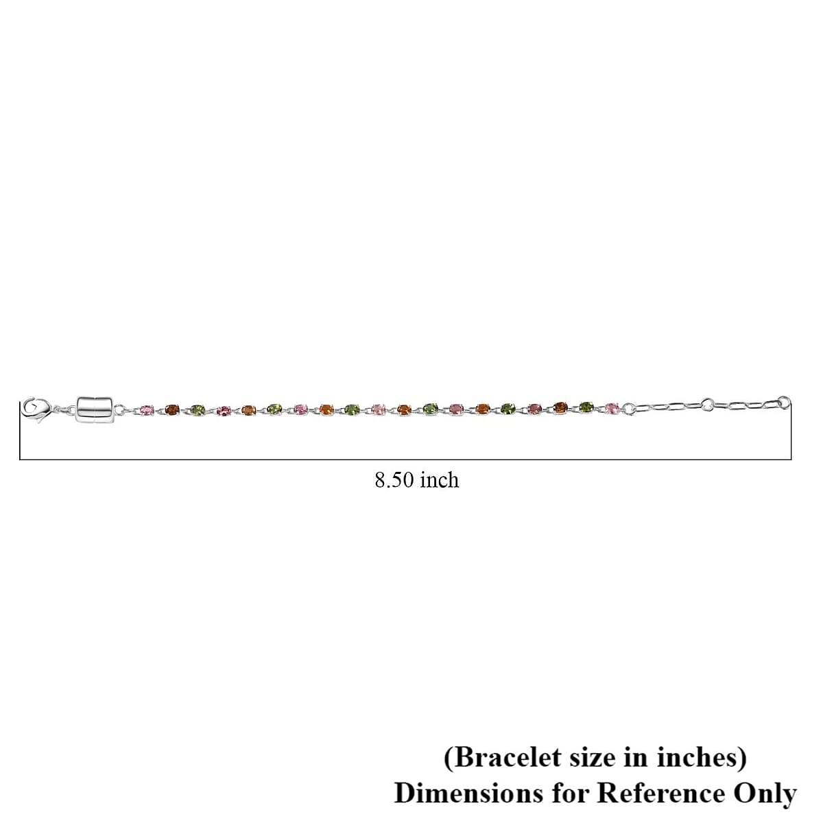 Doorbuster EverTrue Multi-Tourmaline 3.40 ctw River of Serenity Bracelet in Platinum Bond (6.50-8.0In) (Del. in 10-12 Days) image number 4