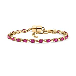 Doorbuster EverTrue Niassa Ruby (FF) 4.85 ctw River of Serenity Bracelet in 18K Yellow Gold Plated (6.50-8.0In) (Del. in 10-12 Days) 