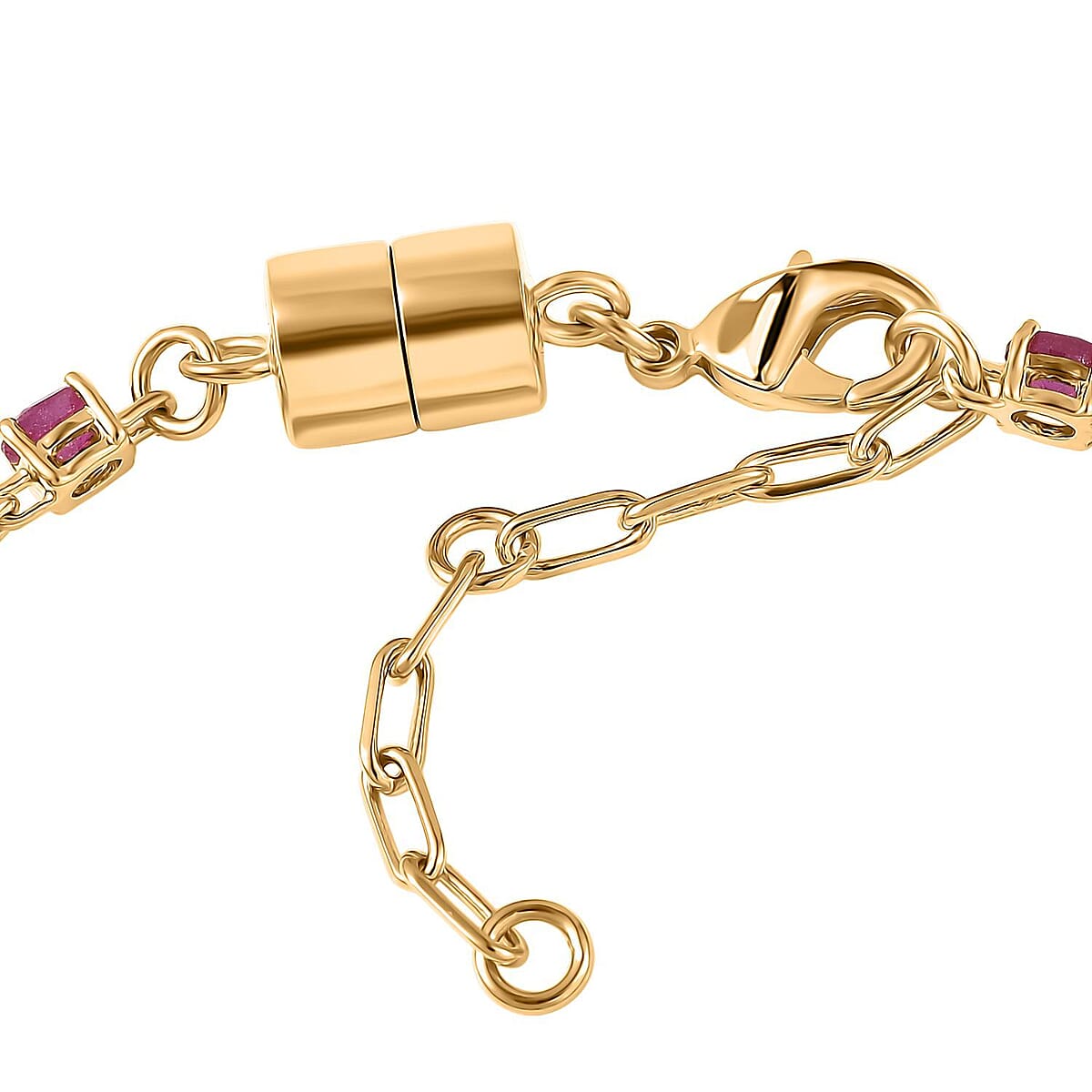 Doorbuster EverTrue Niassa Ruby (FF) 4.85 ctw River of Serenity Bracelet in 18K Yellow Gold Plated (6.50-8.0In) (Del. in 10-12 Days)  image number 3