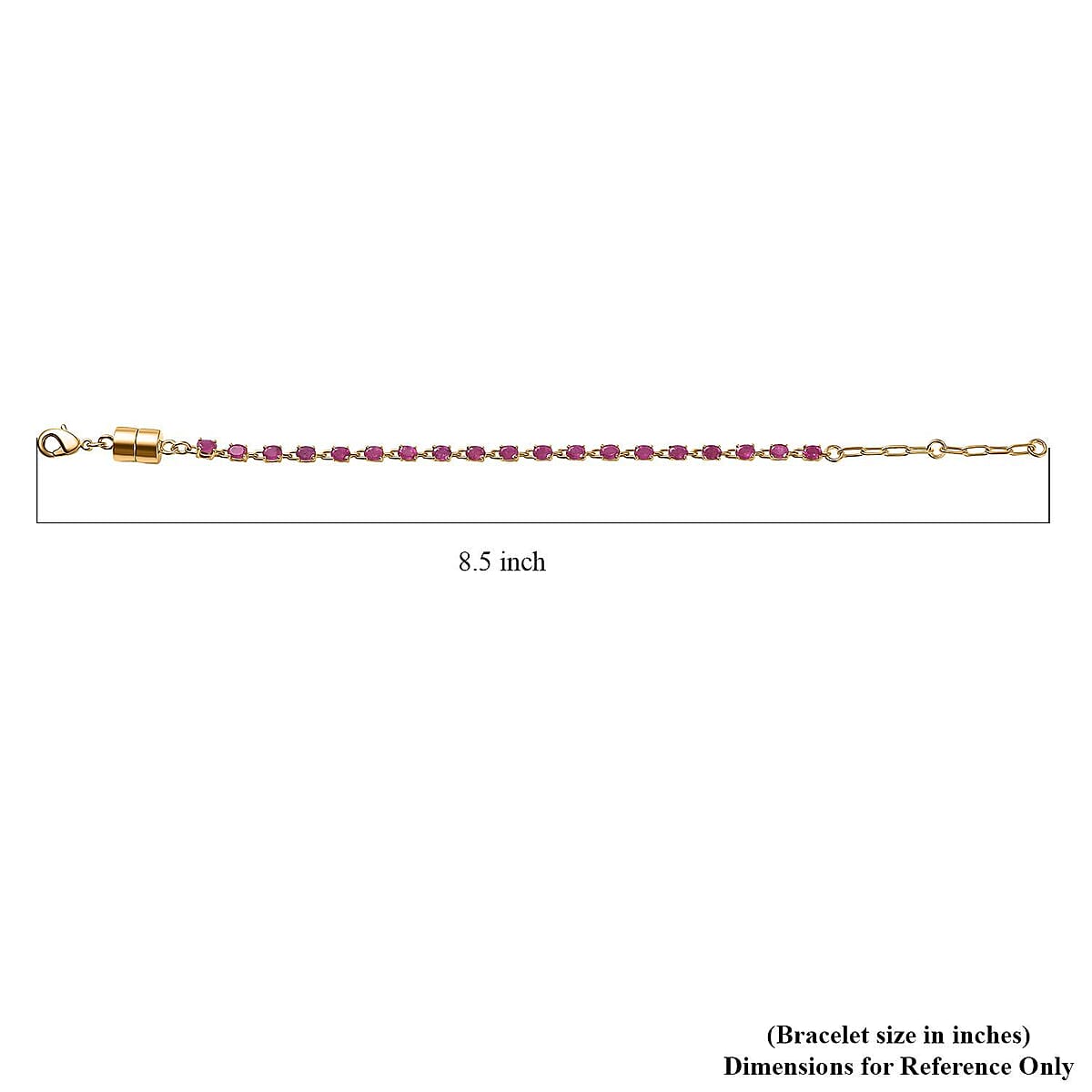 Doorbuster EverTrue Niassa Ruby (FF) 4.85 ctw River of Serenity Bracelet in 18K Yellow Gold Plated (6.50-8.0In) (Del. in 10-12 Days)  image number 4