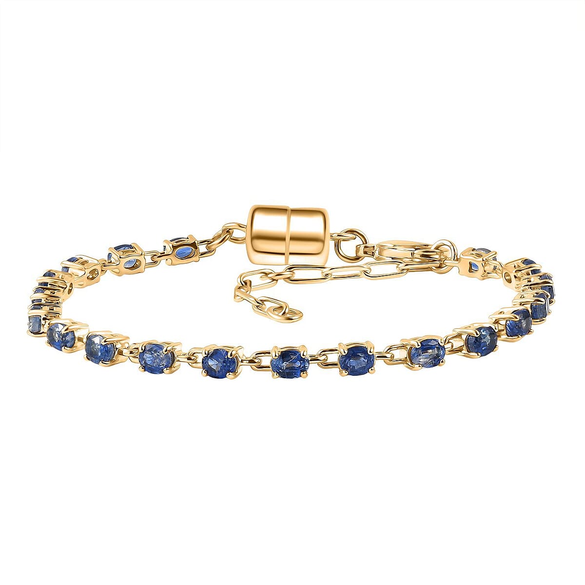 Doorbuster EverTrue Kashmir Kyanite 4.60 ctw River of Serenity Bracelet in 18K Yellow Gold Plated (6.5-8.0In) (Del. in 10-12 Days)  image number 0