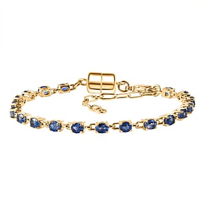 Doorbuster EverTrue Kashmir Kyanite 4.60 ctw River of Serenity Bracelet in 18K Yellow Gold Plated (6.5-8.0In) (Del. in 10-12 Days) 