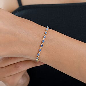  EverTrue Kashmir Kyanite 4.60 ctw River of Serenity Bracelet in 18K Yellow Gold Plated (6.5-8.0In)