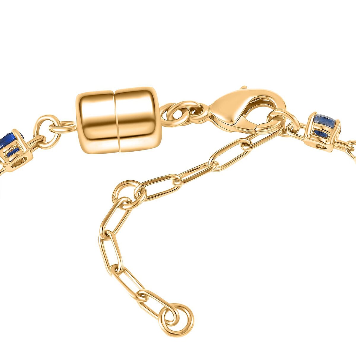 Doorbuster EverTrue Kashmir Kyanite 4.60 ctw River of Serenity Bracelet in 18K Yellow Gold Plated (6.5-8.0In) (Del. in 10-12 Days)  image number 3