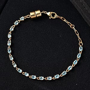  EverTrue Madagascar Blue Apatite 4.00 ctw River of Serenity Bracelet in 18K YG Plated (6.5-8.0In)