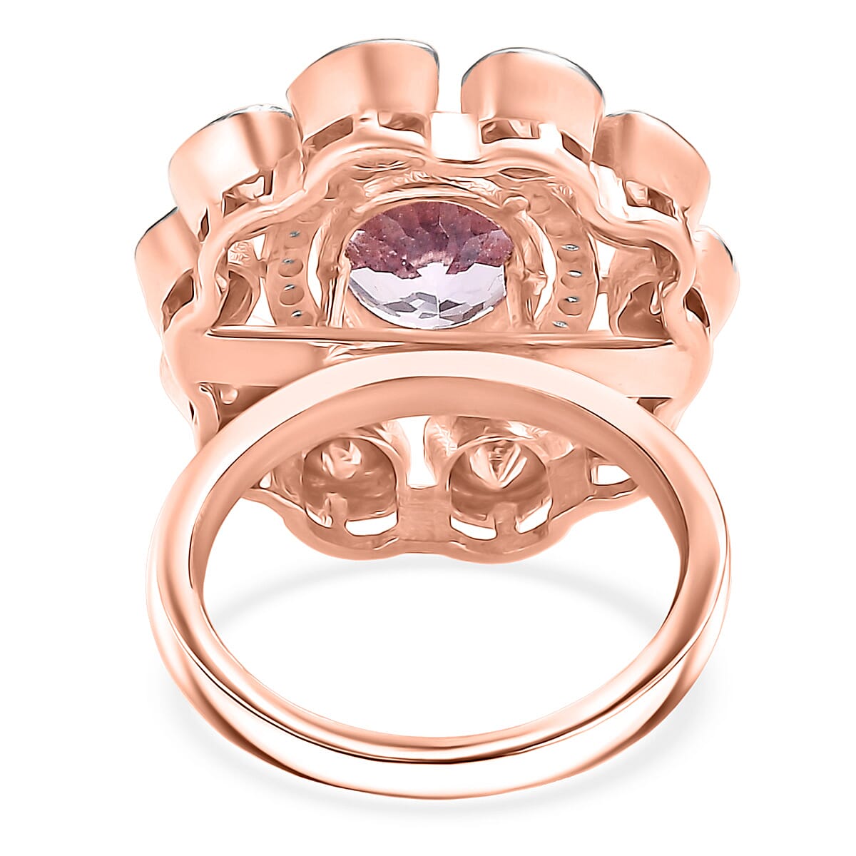 D'Joy Martha Rocha Kunzite, Lab Grown Polki Diamond Ring in 18K Vermeil RG Over Sterling Silver 5.10 ctw (Size 10.0) (Del. in 7-10 Days) image number 4