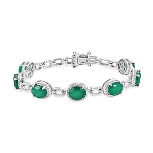 EverTrue Verde Onyx 12.80 ctw Station Bracelet in Platinum Bond (7.25 In)