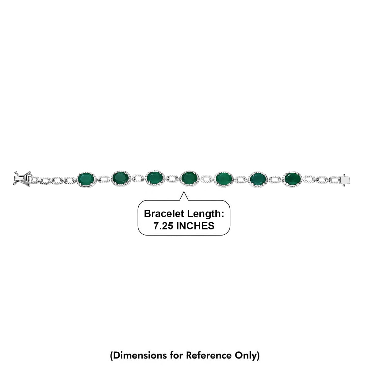 EverTrue Verde Onyx 12.80 ctw Station Bracelet in Platinum Bond (7.25 In) image number 4