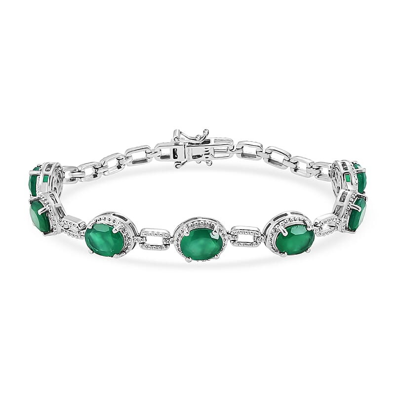 EverTrue Verde Onyx 12.80 ctw Bracelet in Platinum Bond (8.00 In)
