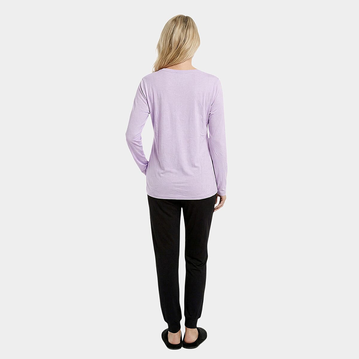 Tamsy Purple Top with Black Jogger Lounge Set - M  image number 2