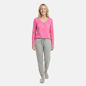Tamsy Pink Top with Gray Jogger Lounge Set - M