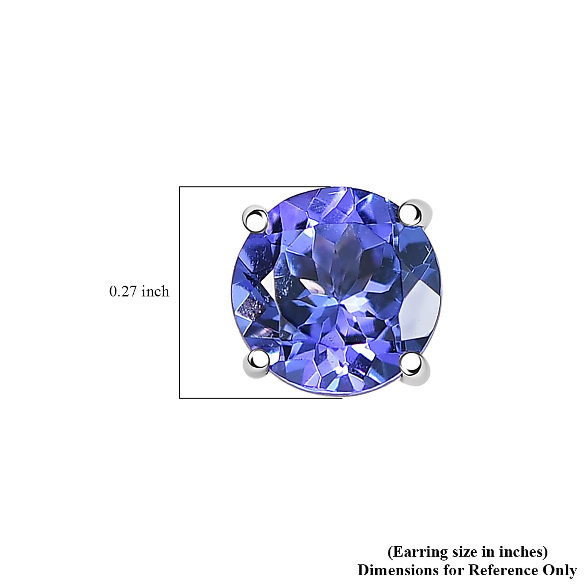 Luxoro AAA Tanzanite Solitaire Stud Earrings in 14K White Gold 1.75 ctw