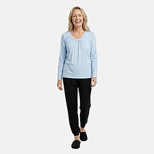 Tamsy Light Blue Top with Black Jogger Lounge Set - M