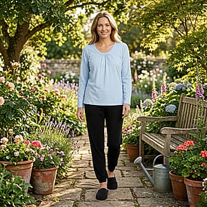 Tamsy Light Blue Top with Black Jogger Lounge Set - M