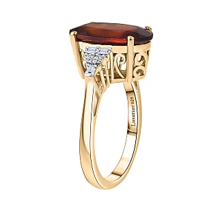 AAA Ceylon Honey Garnet, Lab Grown Diamond of Passion Ring in 18K Vermeil YG Over Sterling Silver 7.65 ctw (Size 10.0)