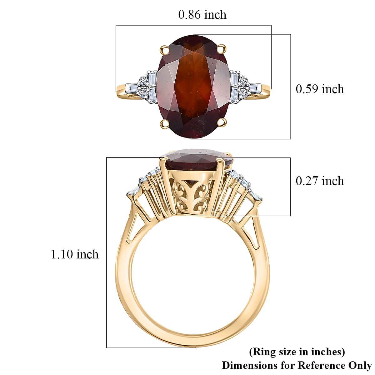 Doorbuster AAA Ceylon Honey Garnet and Luxuriant Lab Grown Diamond G-H SI Flame of Passion 6.65 ctw Ring in 18K Vermeil Yellow Gold Over Sterling Silver (Size 7.0) image number 5