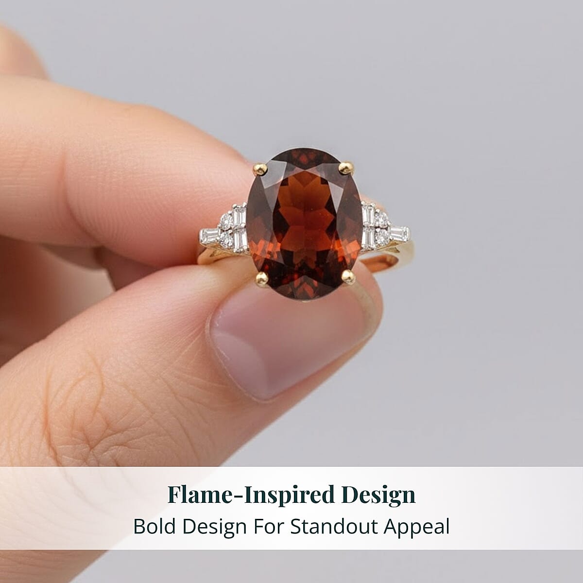 AAA Ceylon Honey Garnet, Lab Grown Diamond of Passion Ring in 18K Vermeil YG Over Sterling Silver 7.65 ctw (Size 9.0) image number 4